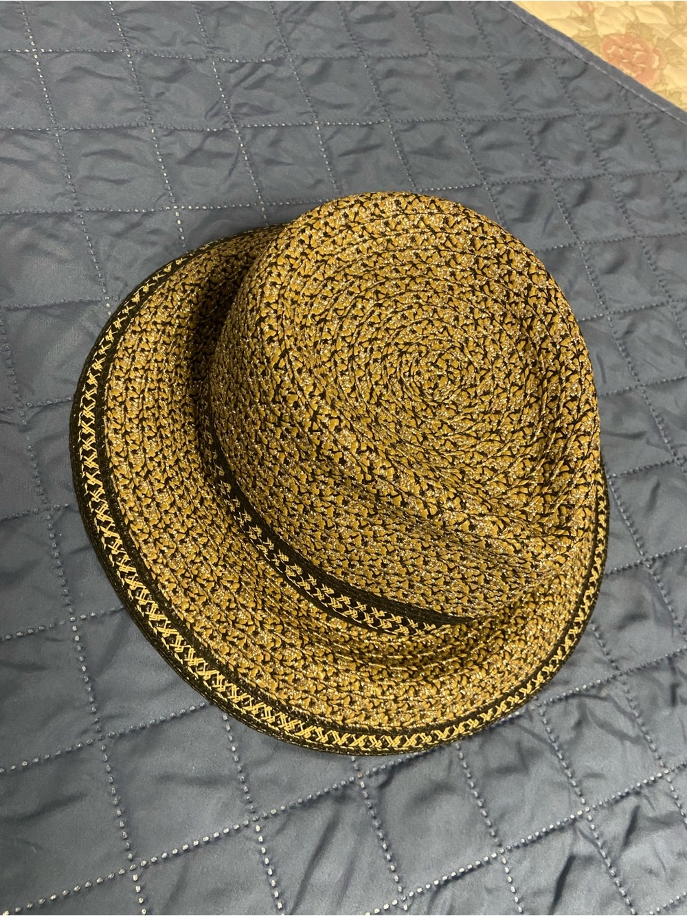 ERIC JAVITS NEW YORK Glittered Woven Straw UPF 50 Protection Fedora Hat